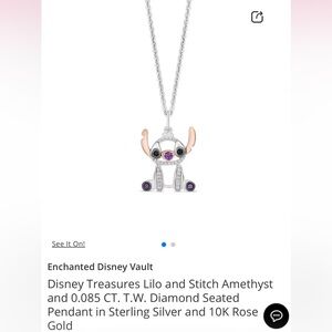 Disney Stitch Diamond Pendant Necklace- Like New. From People’s Jewellers.